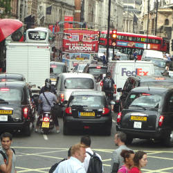 Traffic in London illustrating changes to the Highway Code