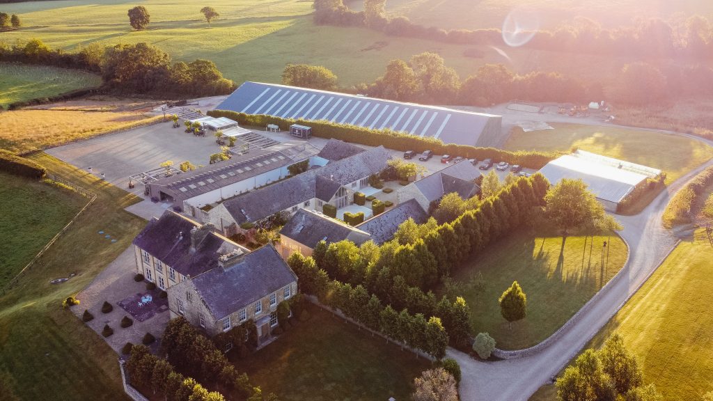 An overhead view of the magnificent Grange, a country house within Chedington Estate
